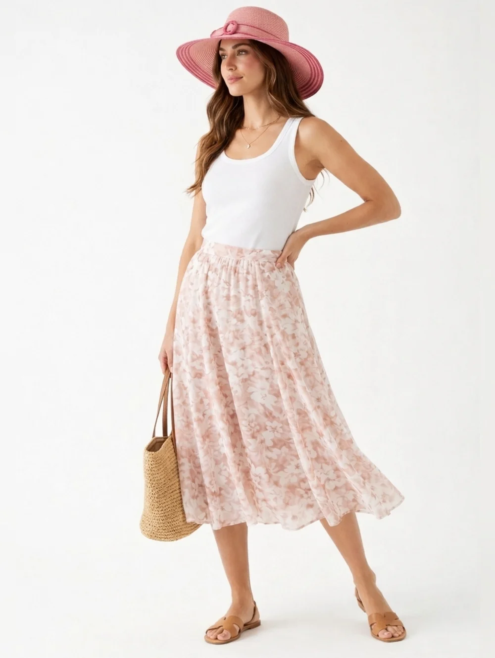Pink Coral Wide Brim Sun Hat Kentucky Derby Garden Party NWOT